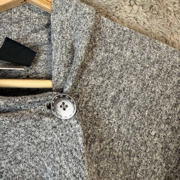 Bobeau Gray Marled Wrap One Button Open Cardigan Sweater Tunic Top L Large - Picture 3 of 10
